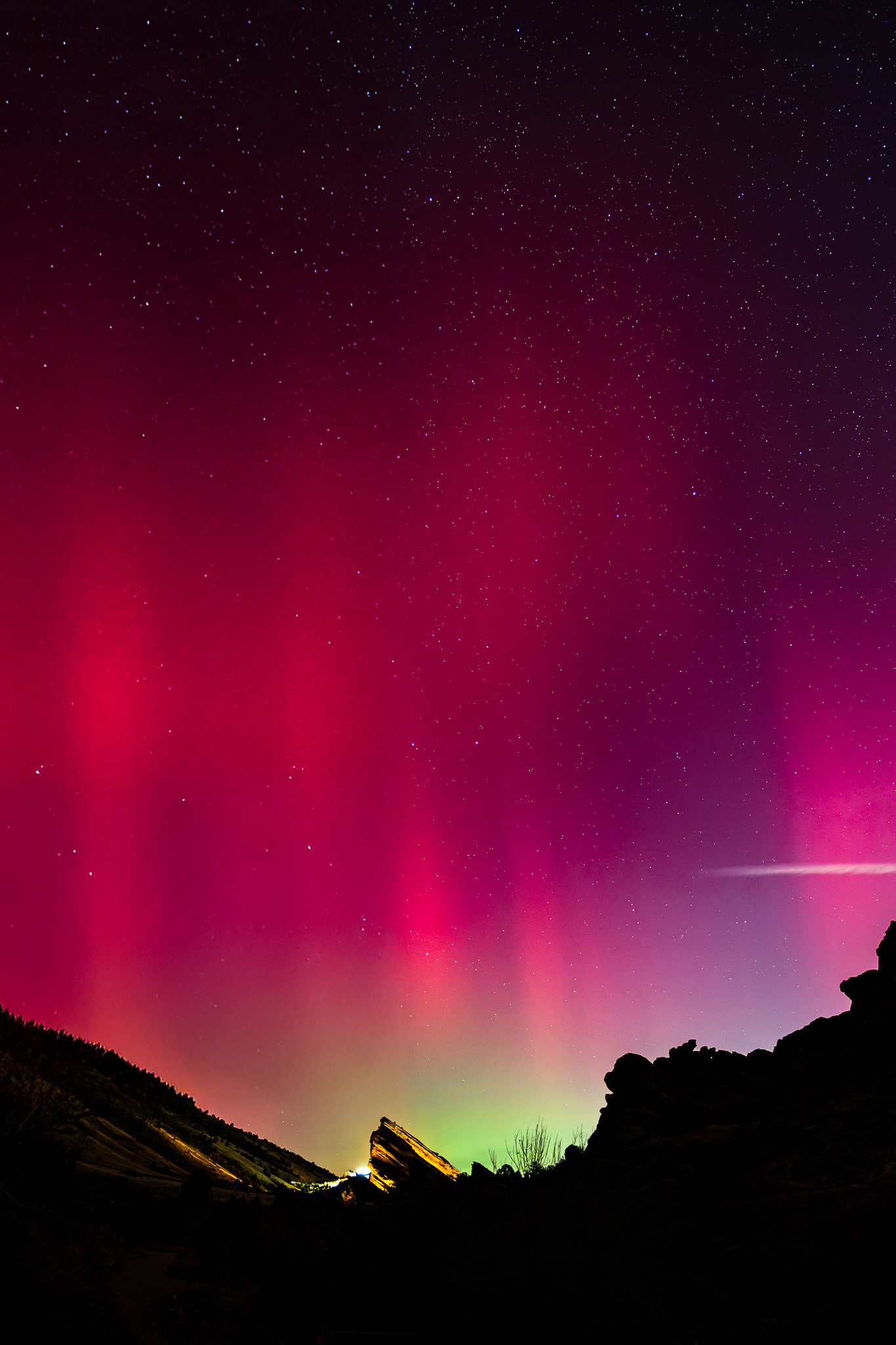Red Rocks Northern Lights Vertical