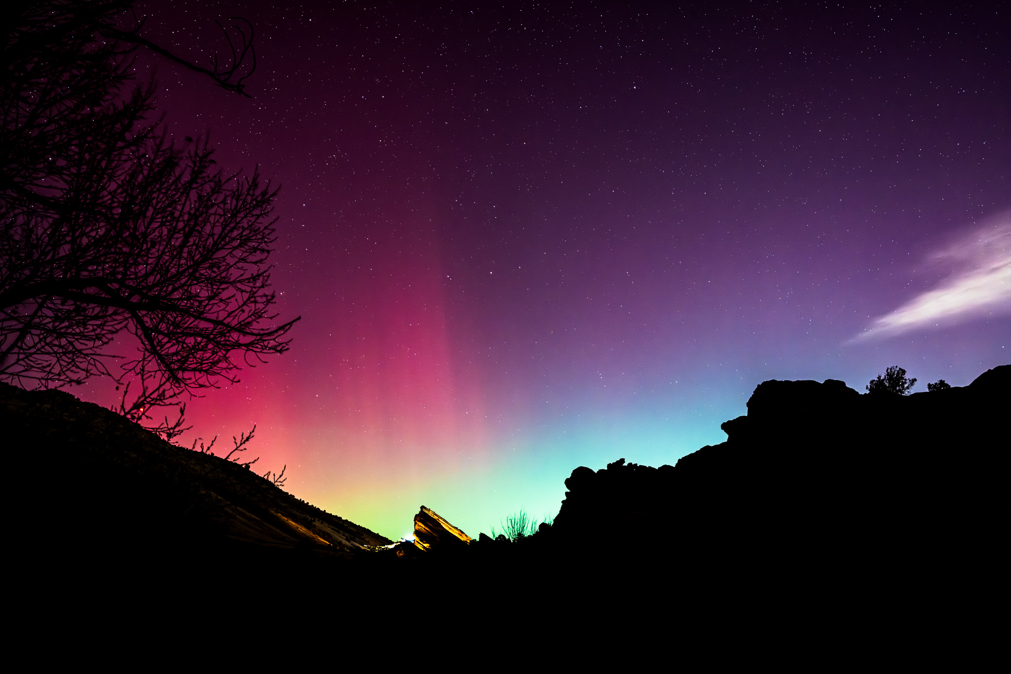 Red Rocks Northern Lights Rainbow
