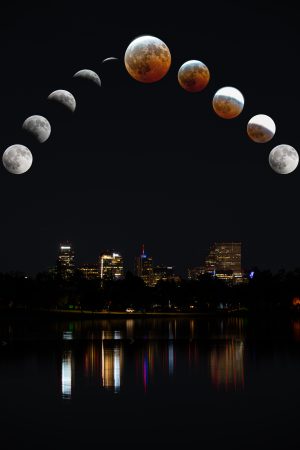 Lunar Eclipse Progression Over Sloans Lake